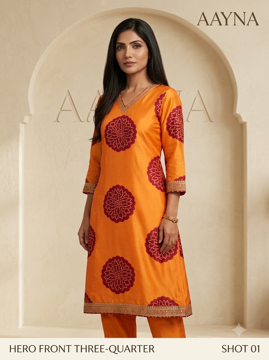 Tangerine Silk Long Jacket & Trouser Co-ord Set